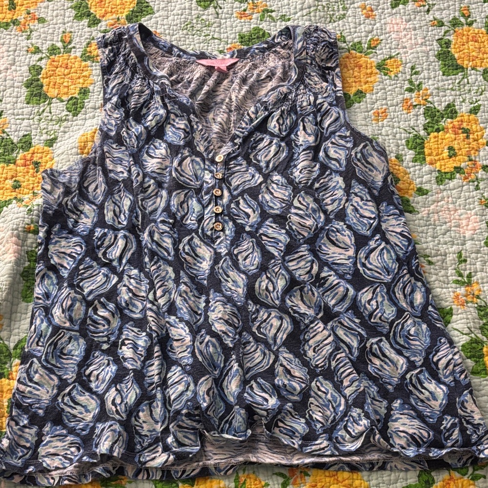 Lilly Pulitzer Navy and White Swirl Blouse